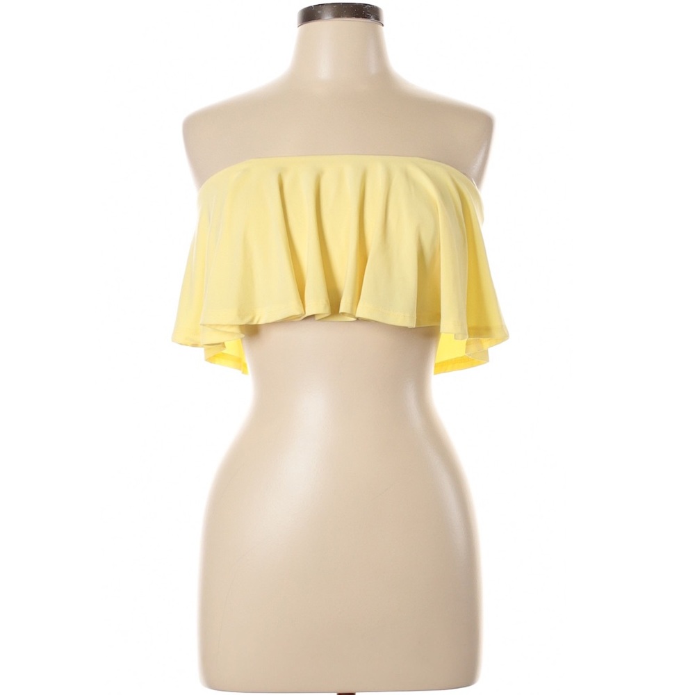 Lux LA Pastel Yellow Ruffle Tube Top